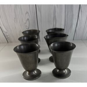Vintage Gimbels Solid Pewter Small Wine Goblets (READ) Set of 6